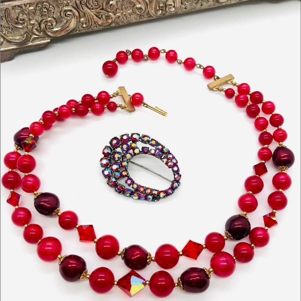 Vintage Retro cherry red jewelry lot